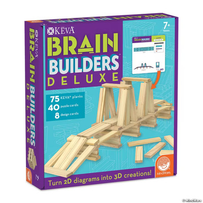 KEVA Brain Builders Deluxe STEM Wooden Blocks Set 75 Planks Toy