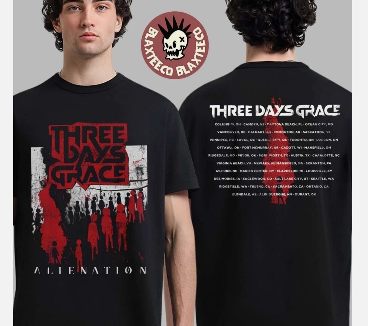 Three Days Grace グラフィックTシャツ ブラック Three Days Grace band One-X Unisex Cotton T-shirt All Size | eBay