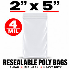 Clear Zip Lock Bags 2" x 5" 4 Mil Reclosable Poly Bags Small Parts Storage