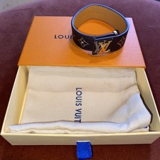 New wit box Louis Vuitton LV Slim Bracelet M6456E Adjustable, Brown/Gold Sz 21