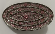 Handmade oval shape with Pink Rhinestone fancy metal Belt Buckle fashion