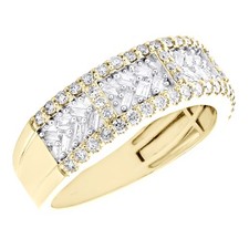 10K Yellow Gold Baguette Diamond 8mm Anniversary Ring Weave Wedding Band 0.90 CT