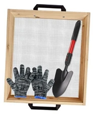 19" x 16" Soil Sifter, Soil Sifter for Gardening, Wooden Compost Sifter, Large