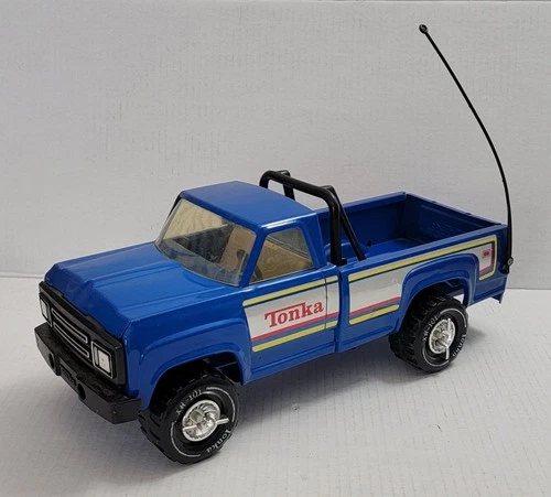 Vintage Tonka 11062 Pressed Steel Toy Pickup Truck Blue 1970s Removable Tires