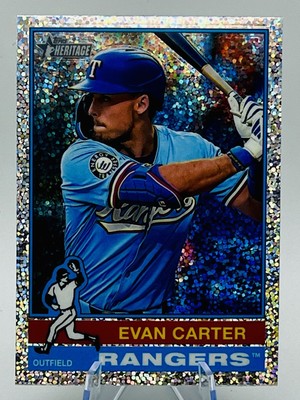 2025 Topps Heritage Evan Carter High Number SP #496 Chrome Silver Sparkle