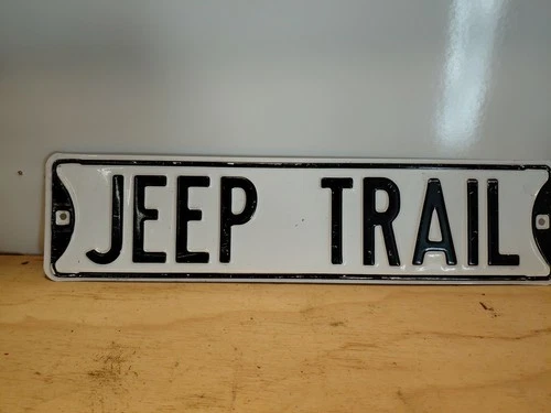 Vintage Jeep Trail Metal Sign Raised Letters  Very Heavy  Street Sign,6x24