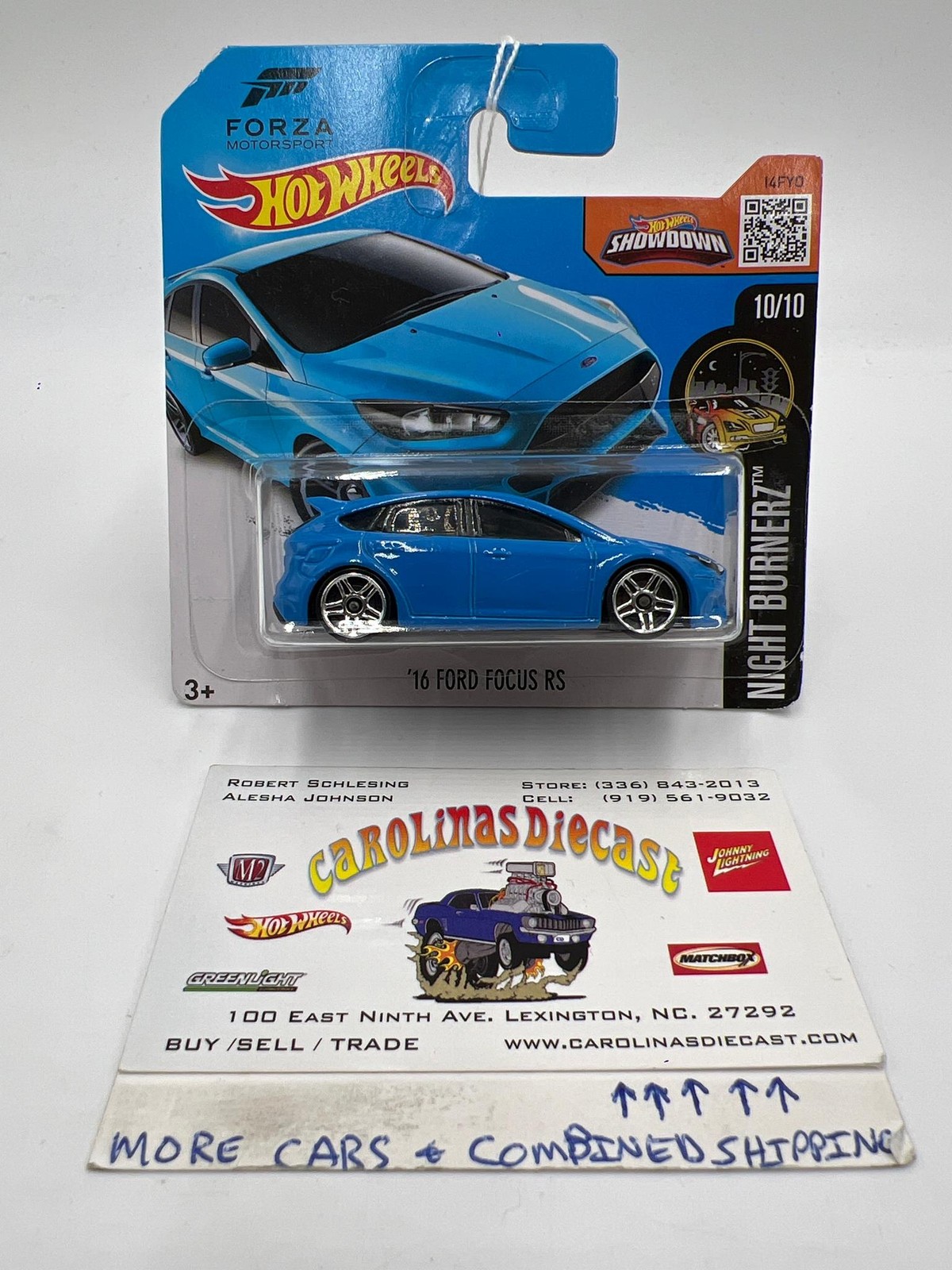 2016 Hot Wheels Night Burnerz #90 16 Ford Focus RS Blue Short Card 19C
