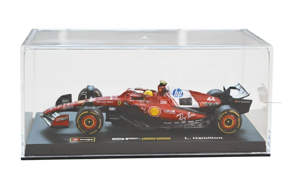 Modellino Ferrari SF-25 Lewis Hamilton F1 2025 1/43 Burago + pilota + vetrina - Immagine 2 di 4