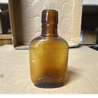 Antique Amber Brown Glass Medicine or Whiskey Bottle