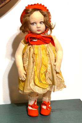 Antique Vintage Original 1920s '30s Lenci Felt Girl Doll Face