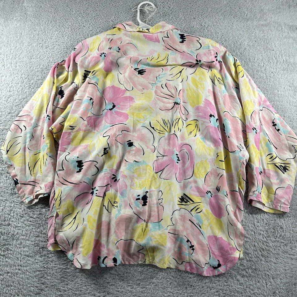 Blusa DE COLECCIÓN Na Belle Paris Para Mujer XL Floral Fluida Abotonada Años 80 90 Informal Foto 3 de 4