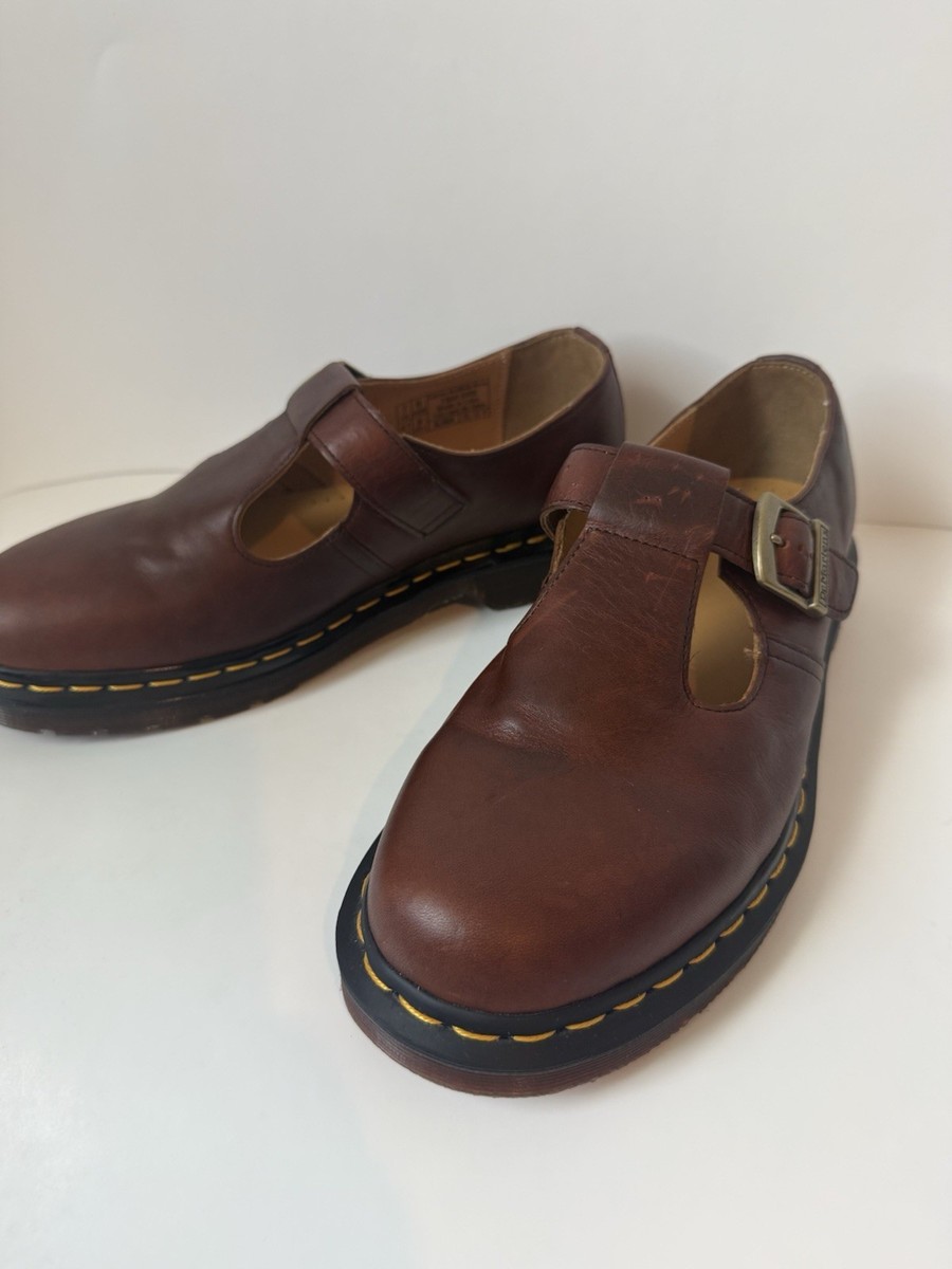 Dr. Martens T-Bar Mary Jane Shoes, Regency Whiskey Brown Leather M
