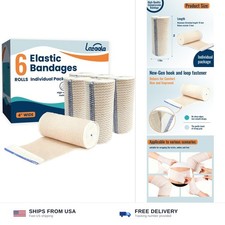 Elastic Compression Bandage Wrap 4" x 6 Pack Ankle Knee Wrist Support Latex Free