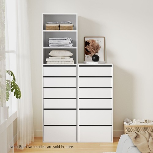 Artiss Chest of 6 Drawers Dresser Tallboy Storage Cabinet White - Picture 8 of 8