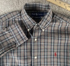 Polo Ralph Lauren Gingham Check Plaid Shirt Green/Red Mens M Red Pony Cotton