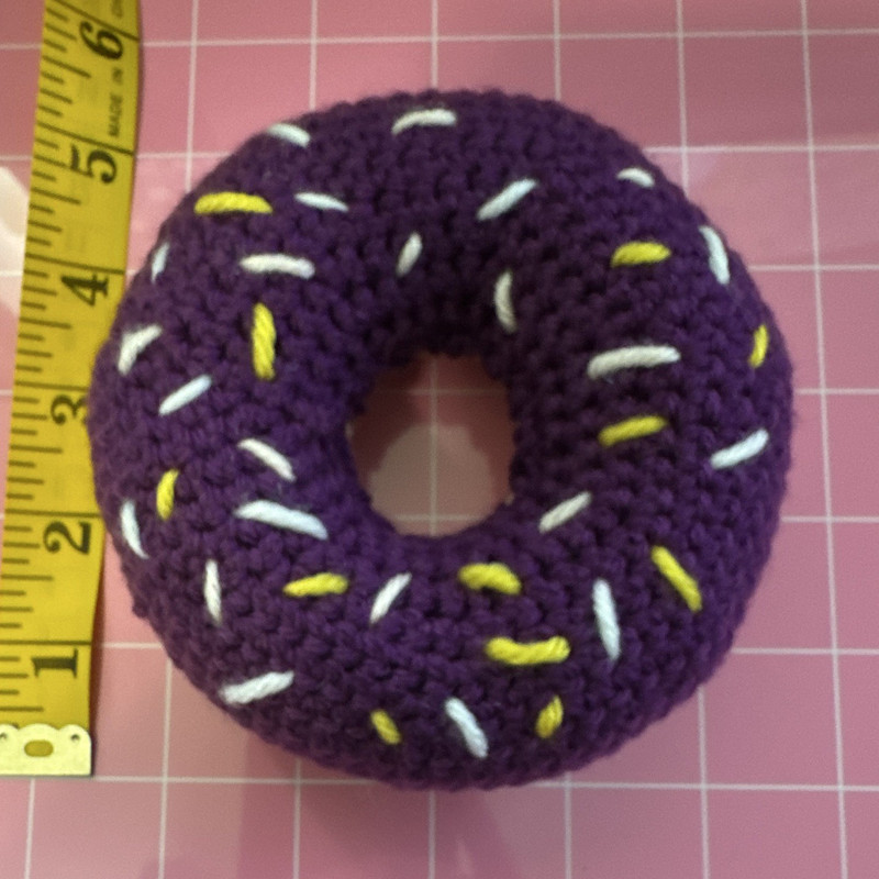 Handmade Crochet Mini Donut Plush Purple Frosted Sprinkles Toy Age 3-7 2025