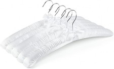 5 Pack 17 Inch Large White Satin Padded Hangers for Women Clothing, Anti Slip...