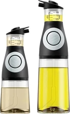 Oil and Vinegar Dispenser Set - Dripless Olive Oil Bottles With Built-In Meas...