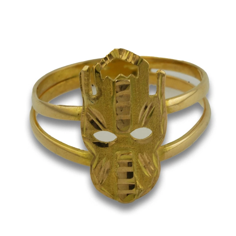 Masken Gold Ring 750 18 Kt Gelbgold Goldring Gr. 56 Damen Helm Edel Wert 750,- - Bild 2 von 4