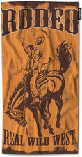 Man Riding Bucking Bronco Hand Towel Rodeo Real Wild West Cowboy Horse Rope Hat