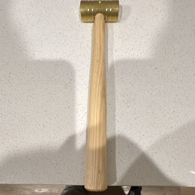 Brass Head Mallet Hammer with Wood Handle, Gold & Natural, 1-Piece