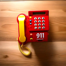 Girls  Boys 911 Kids Teaching Red Emergency Call Telephone Working Play Toy
