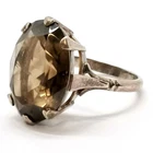 Vintage Sterling Silver Smoky Quartz Statement Cocktail Ring - Size Q½ & 5.9g