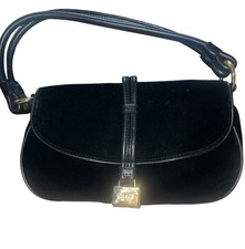 Chaps Ralph Lauren Black Velvet Leather Locksmith Hobo Purse Bag NWOT