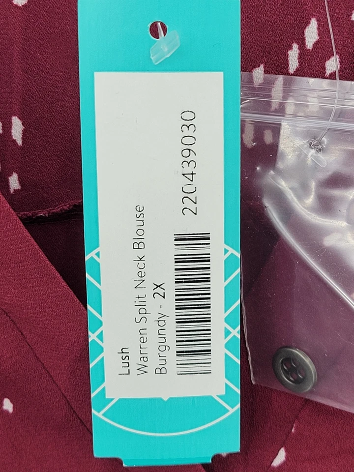 Blusa Top Lush Anthropologie para Mujer Plus 2X Granate Warren Cuello Dividido Popover Foto 3 de 4