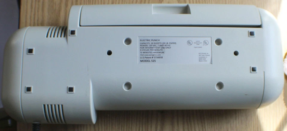 Perforadora eléctrica ACCO Swingline modelo 525 3 agujeros capacidad 20 hojas, sin guía de papel Foto 4 de 4