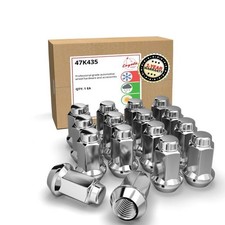 16 Pcs Thread Bulge Acorn 28mm 1.10" Long Lug Nuts 3/8"-24 Chrome 14mm Hex