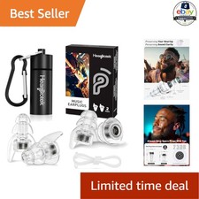 Concert Ear Plugs 2 Pairs Reusable Silicone Noise Reduction Black Ear Protection