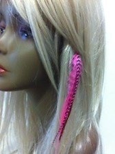 Clip on 4-6 Pink Brown Feathers for Hair Extension 5 Feathers