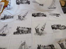 Tri Chem Ready To Paint Liquid Embroidery 7070 Boy Quilt 52x64 Train Car Rocket