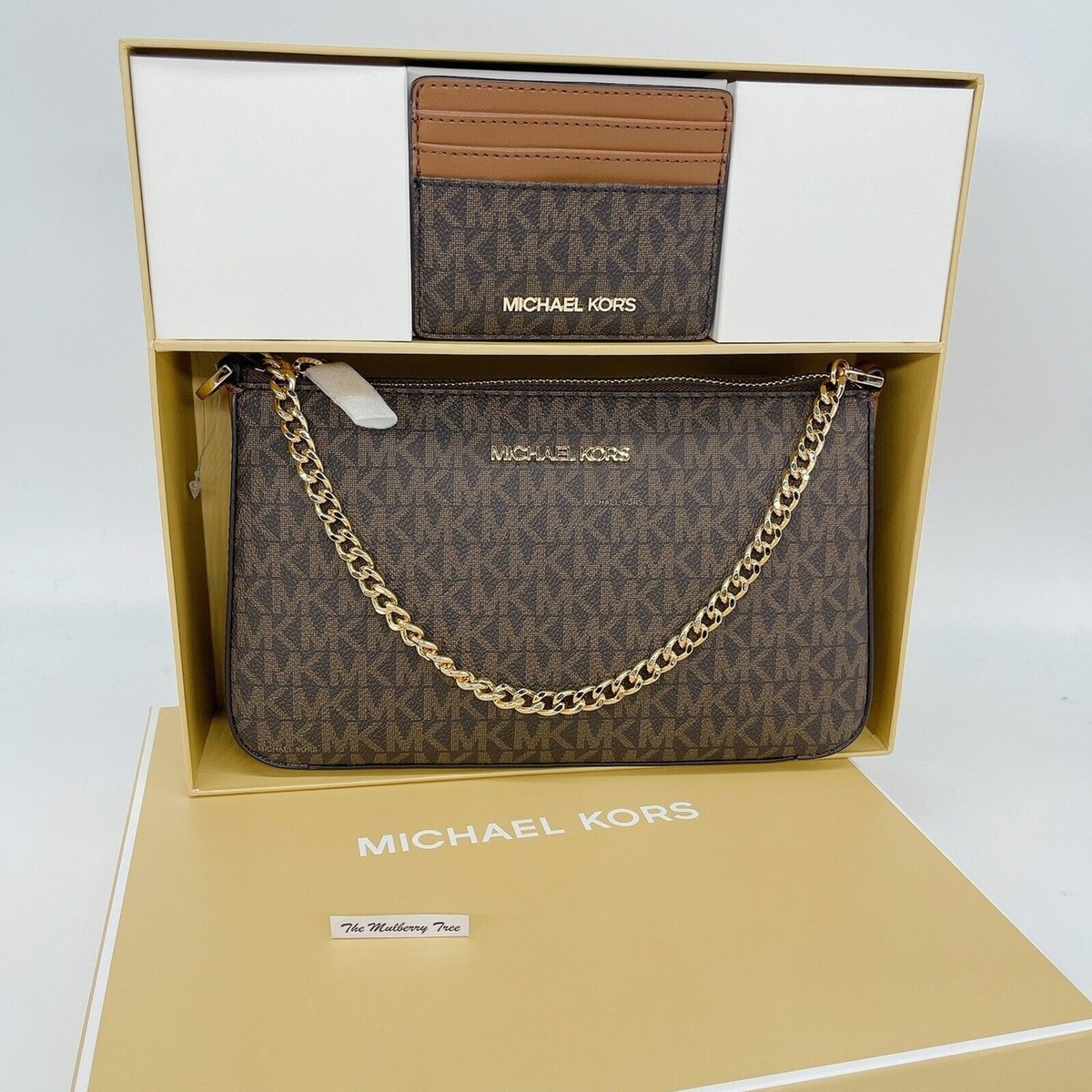 Michael Kors MK Boxed Brown Crossbody Bag & Wallet Gift Set