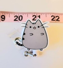 Cute GREY KITTY Badge Reel, Teacher, Nurse, ID Badge, Cat Badge reels, Gift, new