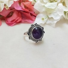 Solid 925 Sterling Silver Natural Black Onyx Ring Gemstone Jewelry For Her C 17