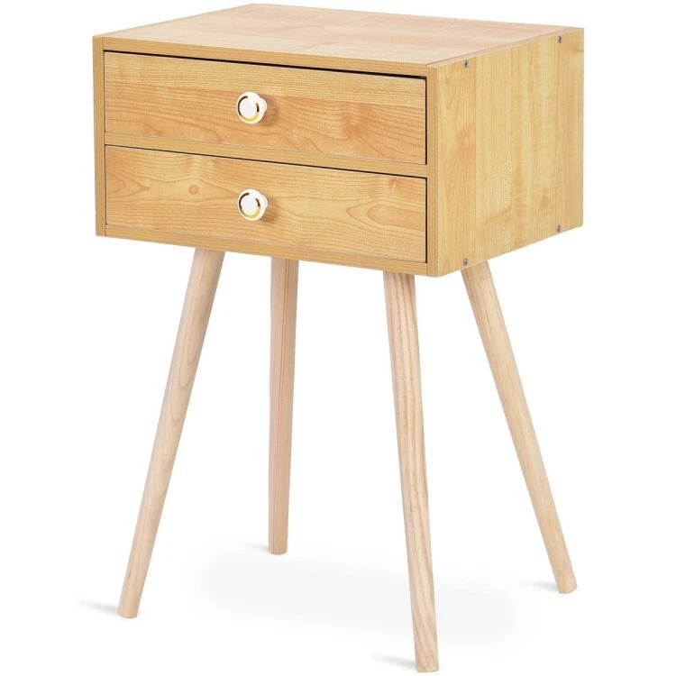 Mid Century Modern 2 Drawers Nightstand Sofa Bedside End Table