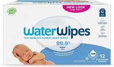 WaterWipes Plastic-Free Original Baby Wipes, 99.9% Water Based Wipes, Unscented 