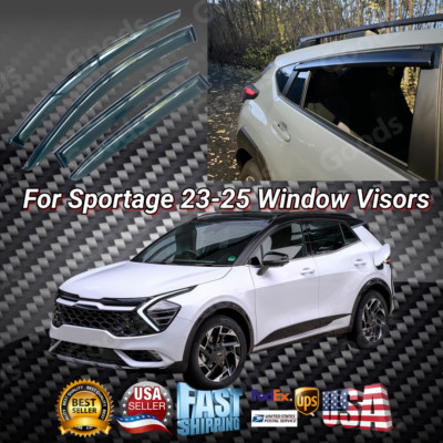 Window Visors Rain Sun Guard Shade w/Carbon Painted Trims For 2023-2025 Sportage