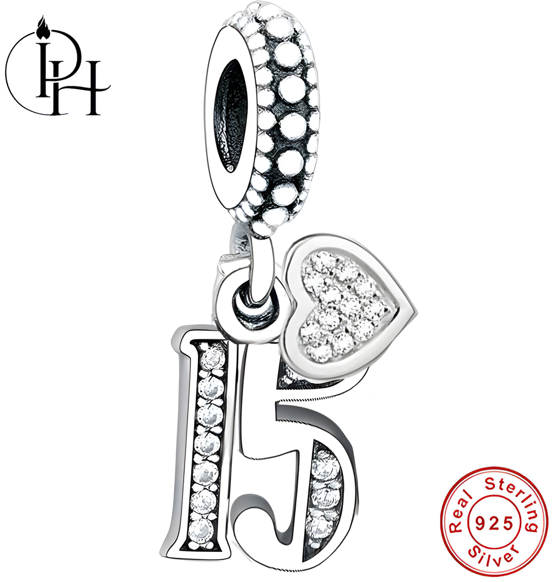 Cubic Zirconia Anniversary Charms For Pandora Bracelet 15th