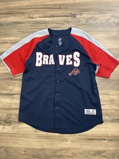 Dynasty MLB Men's Atlanta Braves Full Button Up Jersey Size XL (46-48)