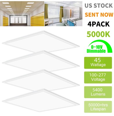 2x2 LED Flat Panel Light, 5800LM LED Drop Ceiling Lights Fixture, 0-10V Dimmable