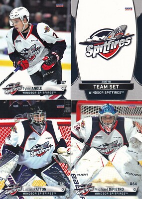2017-18 Windsor Spitfires OHL 27 Card Team Set Michael DiPietro Tyler Angle