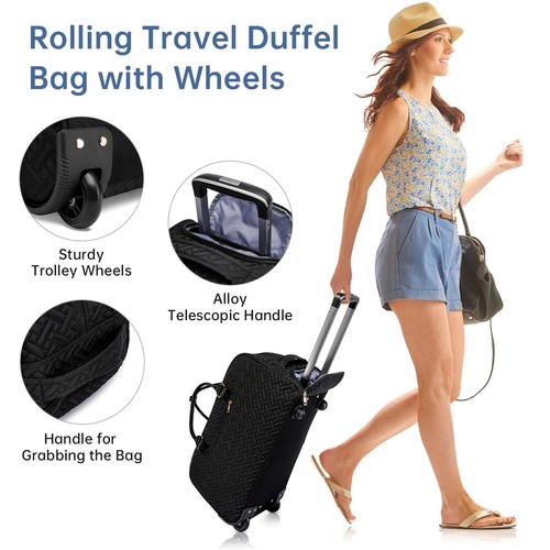 Rolling Travel Duffle Bag with Wheels for Women Large Carry on Duffel Bags wi... - 第 2/6 張圖片