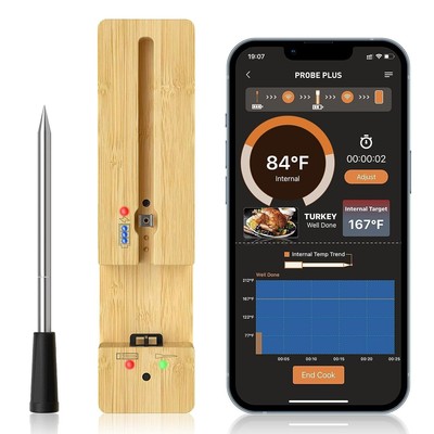 300FT Smart Meat Thermometer Wireless - Bluetooth Meat Thermometers for Grilling