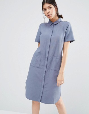 NEW VILA VANA GREY SHIRT DRESS CONCEALED BUTTON FRONT CHIC SMART LOOK SIZE S 10