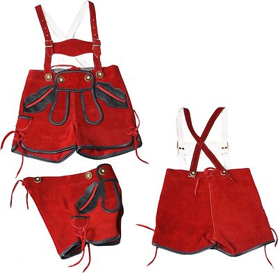 kurze Trachten LederhoseTräger Kinder rot von St. Peter Trachten
