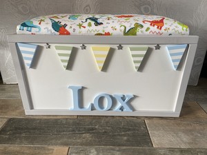 personalised toy box grey