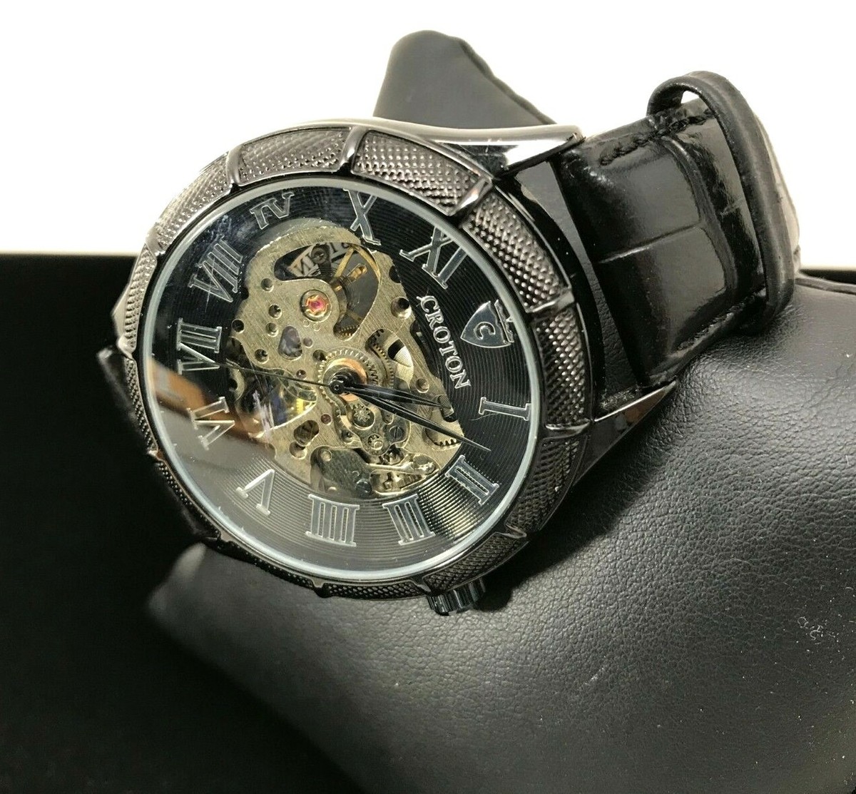 Mens Croton Automatic Skeleton Watch Model C1331071 Stainless Black 'As  Is'